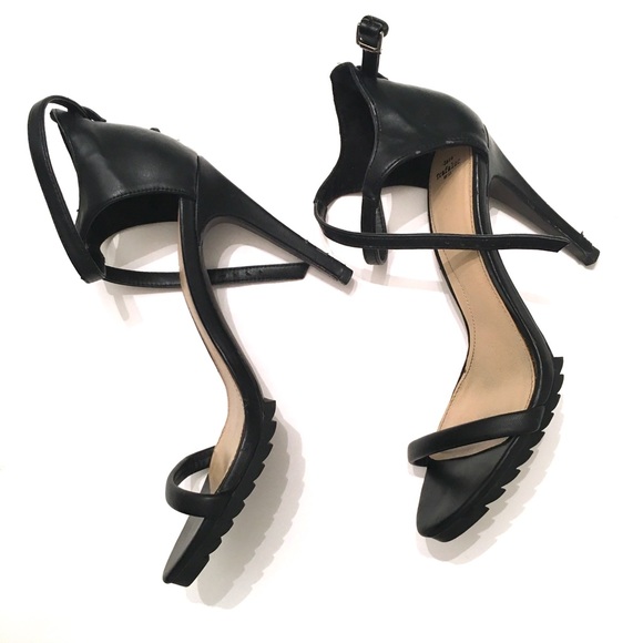 Zara Sandalia Piso Track III Black Heels Size 8 - Picture 5 of 8